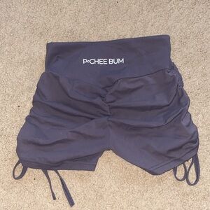 Pchee bum grey cross waist side scrunchie tie shorts size small brand new!